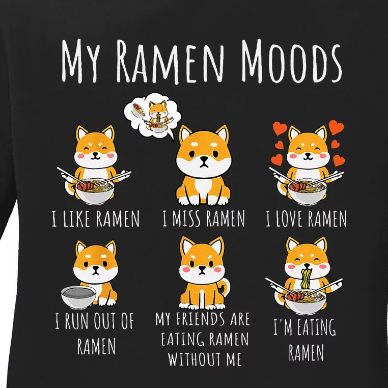 Ramen Lover Shiba Inu Dog Japanese Noodles Ramen Ladies Long Sleeve Shirt