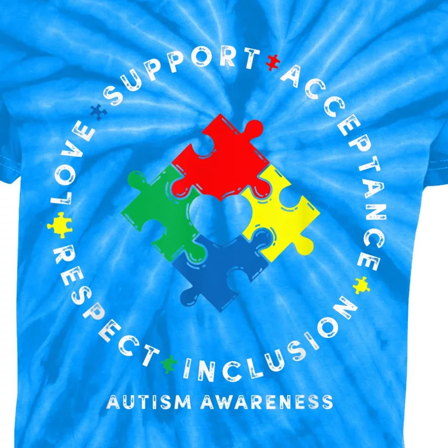 Respect Love Support Autism Awareness Month Wo Kids Tie-Dye T-Shirt