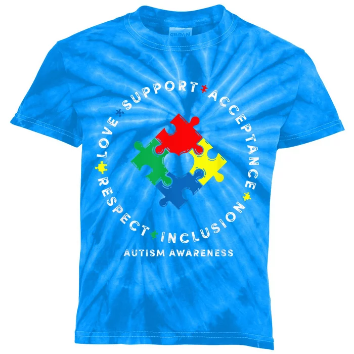 Respect Love Support Autism Awareness Month Wo Kids Tie-Dye T-Shirt