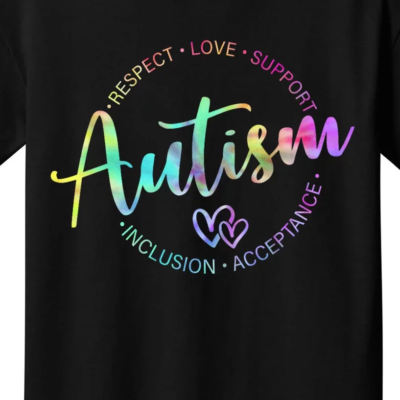 Respect Love Support Autism Awareness Month Kids T-Shirt