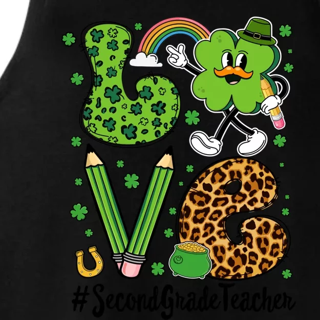 Retro Love Second Grade Teacher St Patricks Day Gift Ladies Tri-Blend Wicking Tank