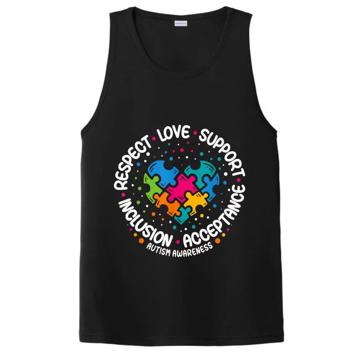 Respect Love Support Autism Awareness Performance Tank