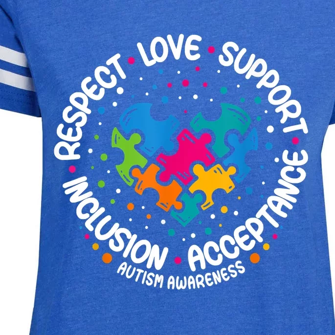 Respect Love Support Autism Awareness Enza Ladies Jersey Football T-Shirt