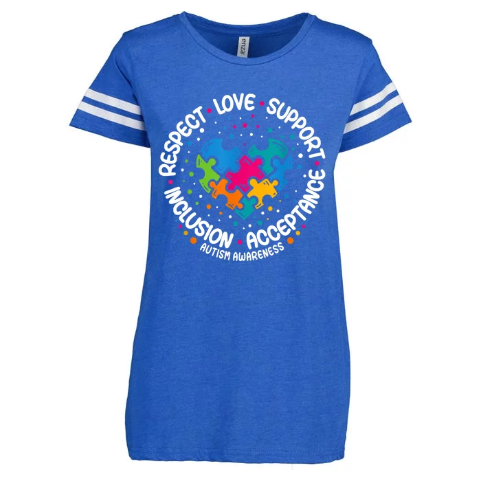 Respect Love Support Autism Awareness Enza Ladies Jersey Football T-Shirt