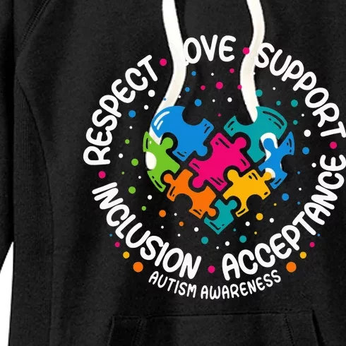 Respect Love Support Autism Awareness Women's Fleece Hoodie