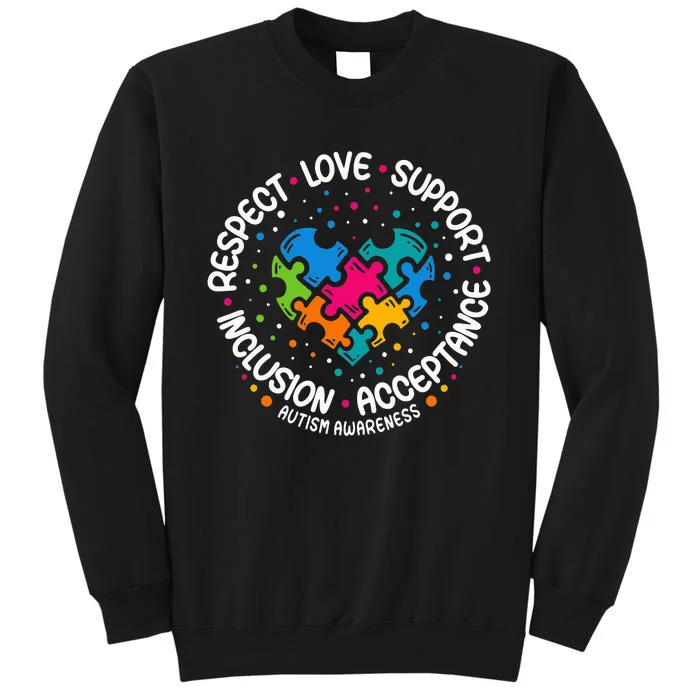 Respect Love Support Autism Awareness Tall Sweatshirt