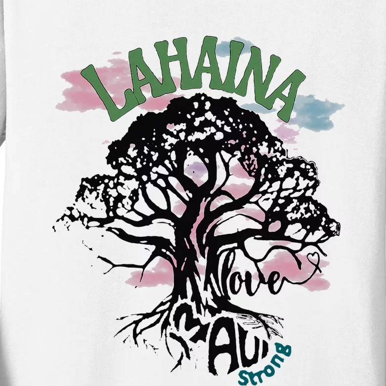 Retro Lahaina Strong Love Maui Support Hawaii Trees Kids Long Sleeve Shirt