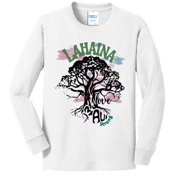 Retro Lahaina Strong Love Maui Support Hawaii Trees Kids Long Sleeve Shirt