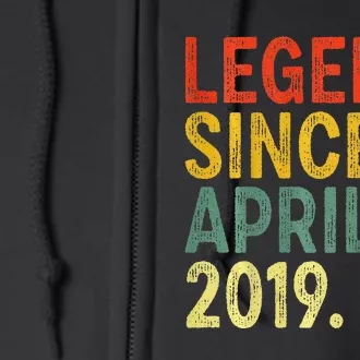 Retro Legend Since April 2019 4th Birthday Full Zip Hoodie