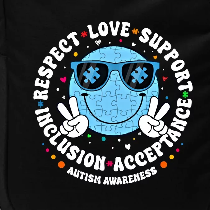 Respect Love Support Acceptance Inclusion Autism Smile Face Great Gift Impact Tech Backpack