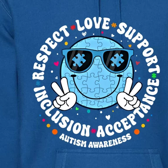 Respect Love Support Acceptance Inclusion Autism Smile Face Great Gift Premium Hoodie