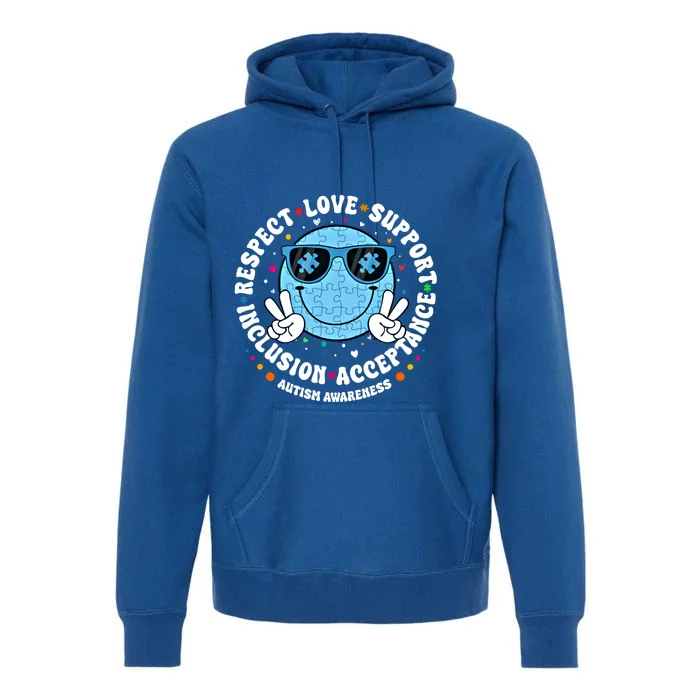 Respect Love Support Acceptance Inclusion Autism Smile Face Great Gift Premium Hoodie