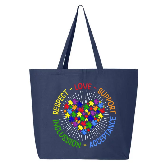 Respect Love Support Autism Awareness Autism Gift 25L Jumbo Tote