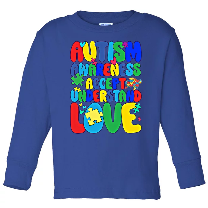 Respect Love Support Autism Awareness Month Gift Toddler Long Sleeve Shirt