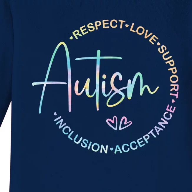 Respect Love Support Autism Awareness Month Meaningful Gift Baby Long Sleeve Bodysuit