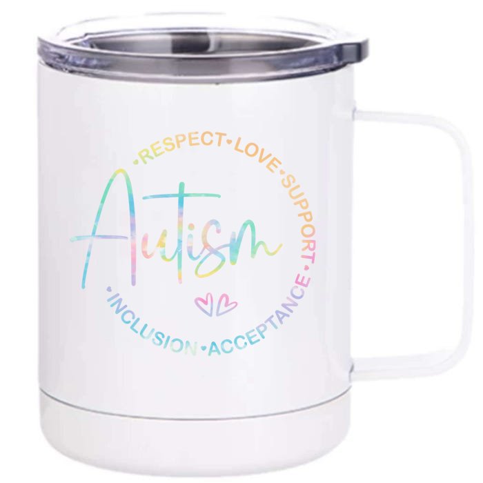 Respect Love Support Autism Awareness Month Meaningful Gift Front & Back 12oz Stainless Steel Tumbler Cup