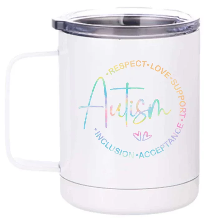 Respect Love Support Autism Awareness Month Meaningful Gift Front & Back 12oz Stainless Steel Tumbler Cup