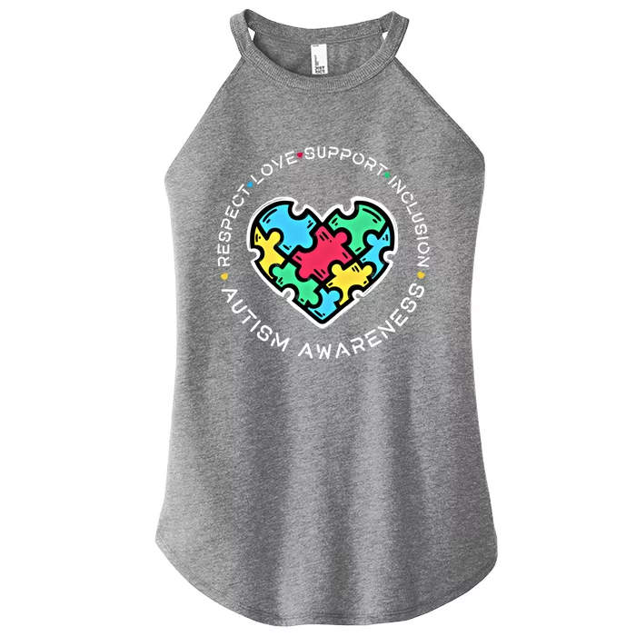 Respect Love Support Autistic Autism Awareness Teachers Gift Women’s Perfect Tri Rocker Tank