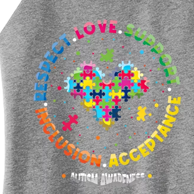 Respect Love Support Inclusion Acceptance Autism Awareness Gift Women’s Perfect Tri Rocker Tank