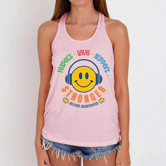 Respect Love Support Stronger Autism Dad Mom Meaningful Gift Women's Knotted Racerback Tank