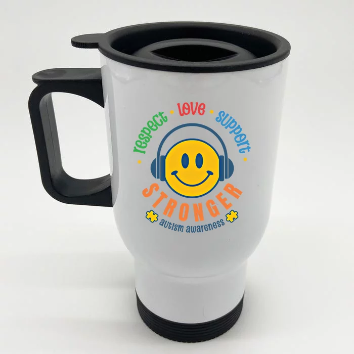 Respect Love Support Stronger Autism Dad Mom Meaningful Gift Front & Back Stainless Steel Travel Mug