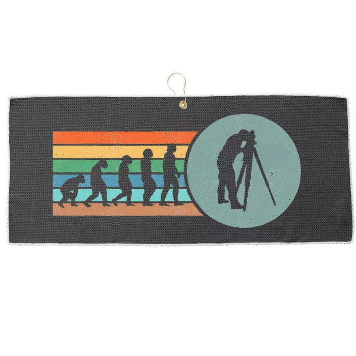 Retro Land Surveying Human Evolution Engineer Land Surveyor Large Microfiber Waffle Golf Towel