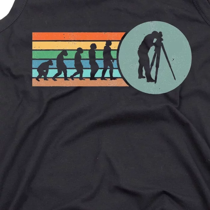 Retro Land Surveying Human Evolution Engineer Land Surveyor Tank Top