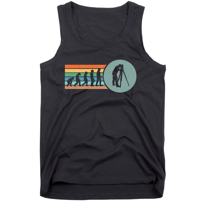 Retro Land Surveying Human Evolution Engineer Land Surveyor Tank Top