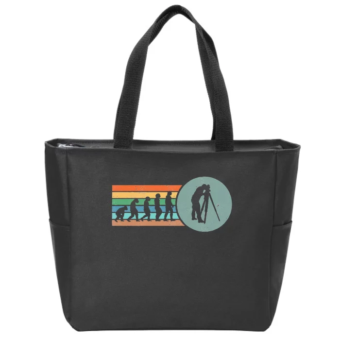 Retro Land Surveying Human Evolution Engineer Land Surveyor Zip Tote Bag