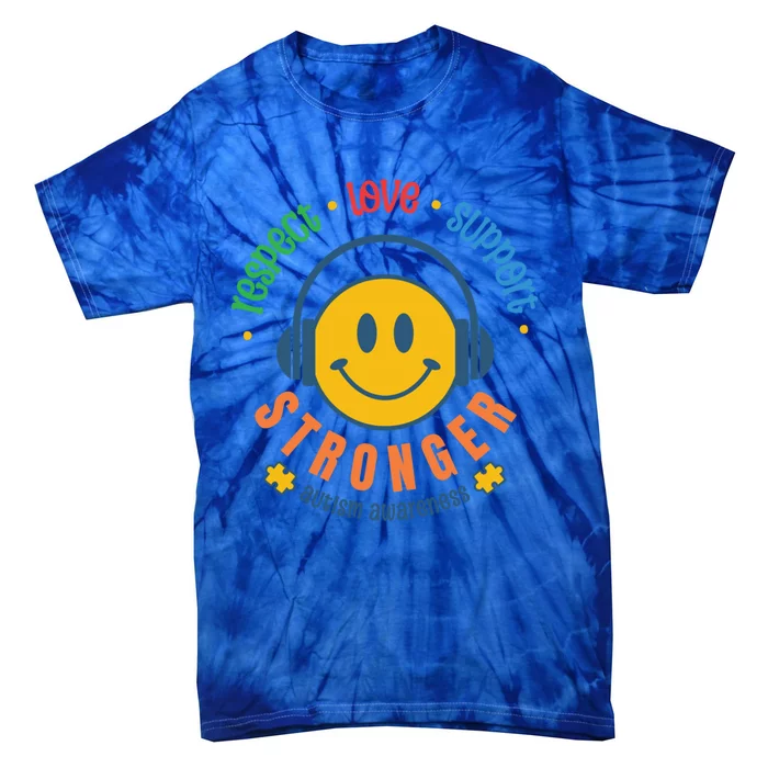 Respect Love Support Stronger Autism Dad Mom Gift Tie-Dye T-Shirt