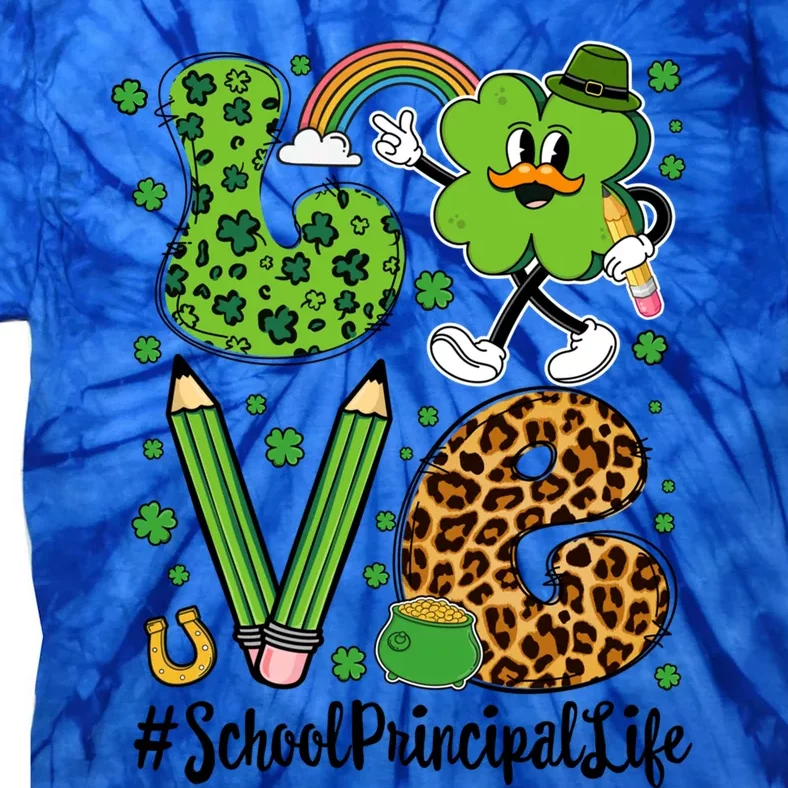 Retro Love School Principal Life St Patrick's Day Lucky Gift Tie-Dye T-Shirt