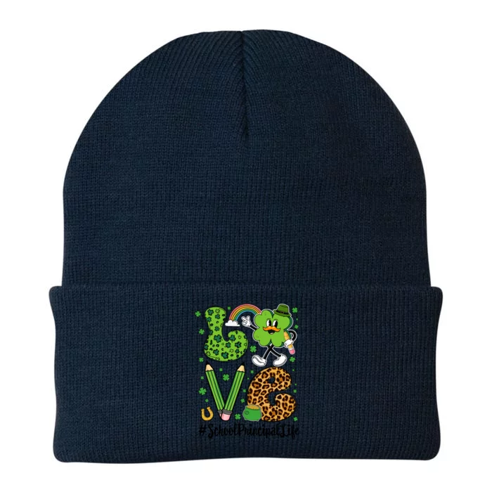 Retro Love School Principal Life St Patrick's Day Lucky Gift Knit Cap Winter Beanie