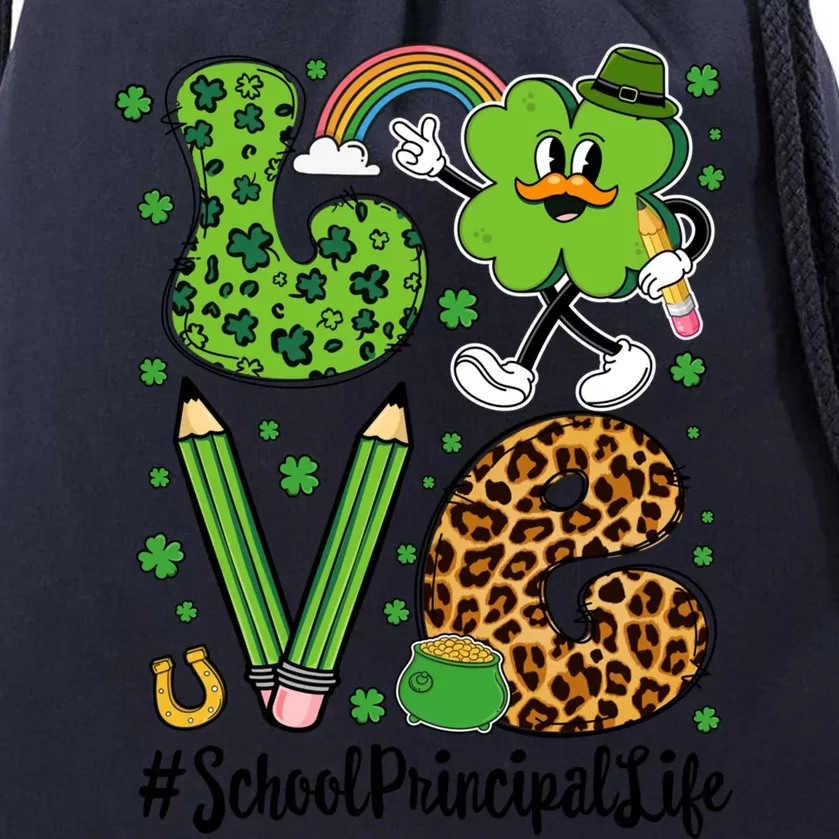 Retro Love School Principal Life St Patrick's Day Lucky Gift Drawstring Bag