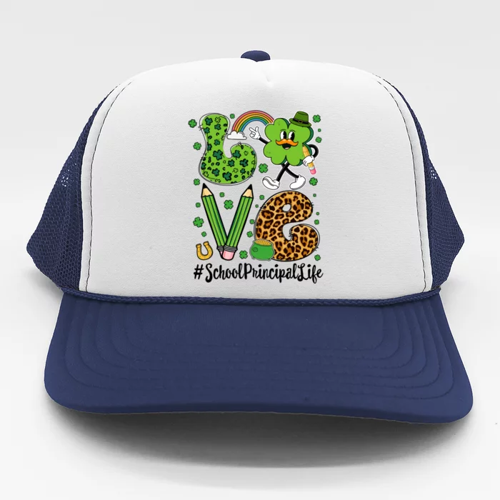 Retro Love School Principal Life St Patrick's Day Lucky Gift Trucker Hat