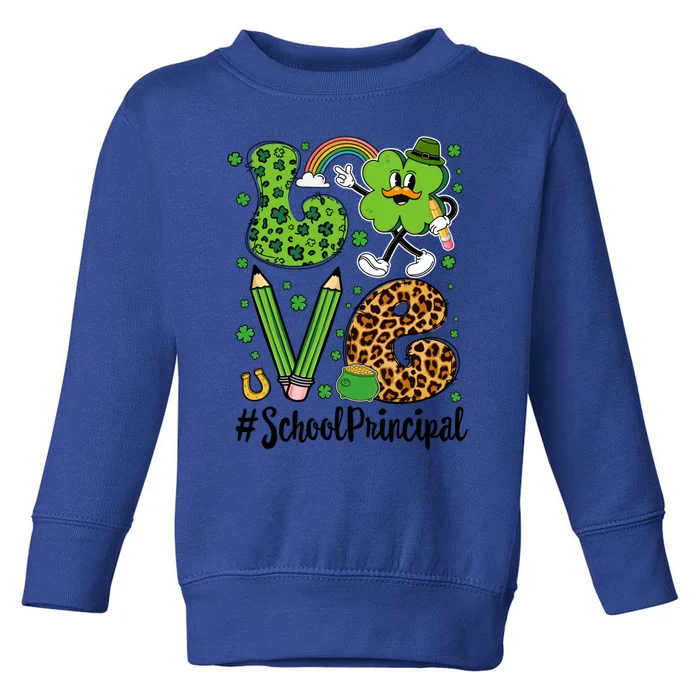 Retro Love School Principal St Patrick's Day Lucky Gift Toddler Sweatshirt