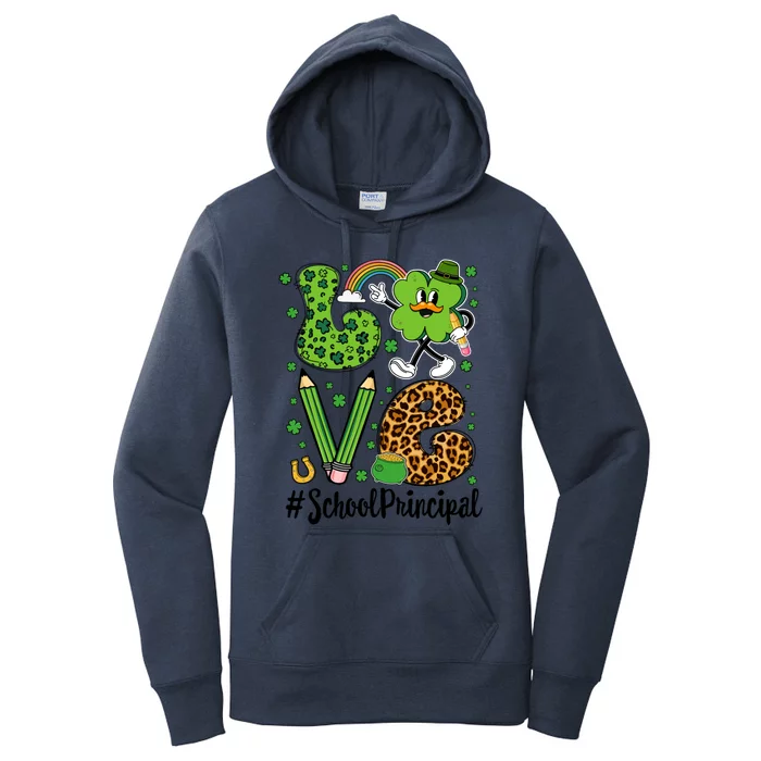 Retro Love School Principal St Patrick's Day Lucky Gift Women's Pullover Hoodie