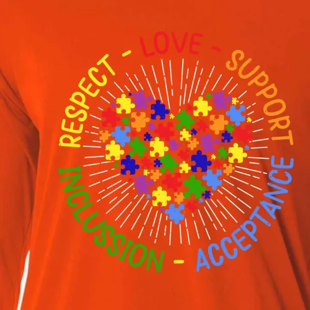 Respect Love Support Autism Awareness Autism Gift Cooling Performance Long Sleeve Crew