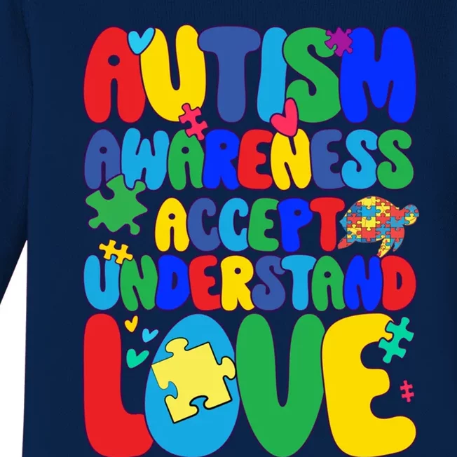 Respect Love Support Autism Awareness Month Funny Gift Baby Long Sleeve Bodysuit