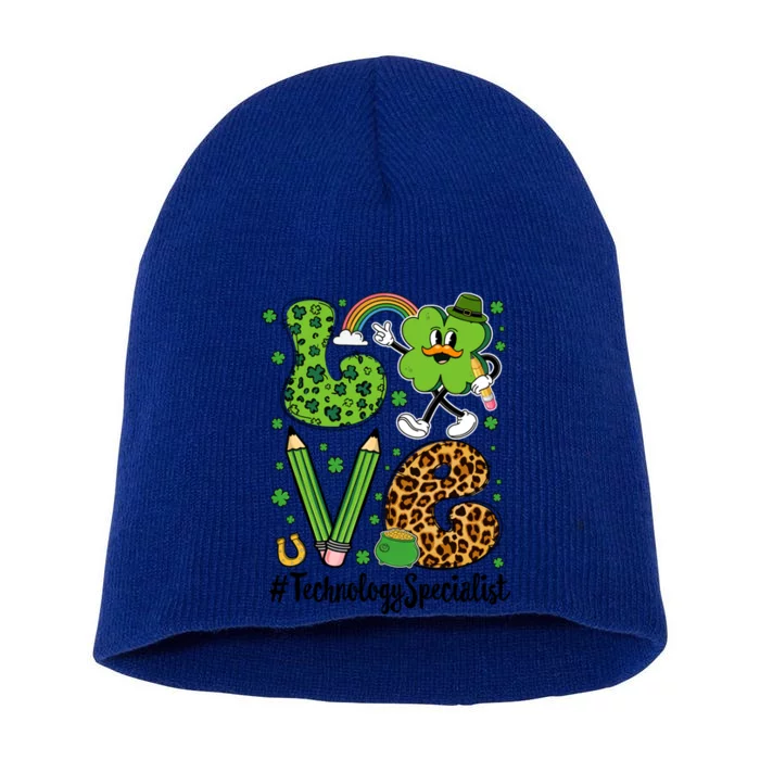 Retro Love Technology Specialist St Patricks Day Lucky Gift Short Acrylic Beanie