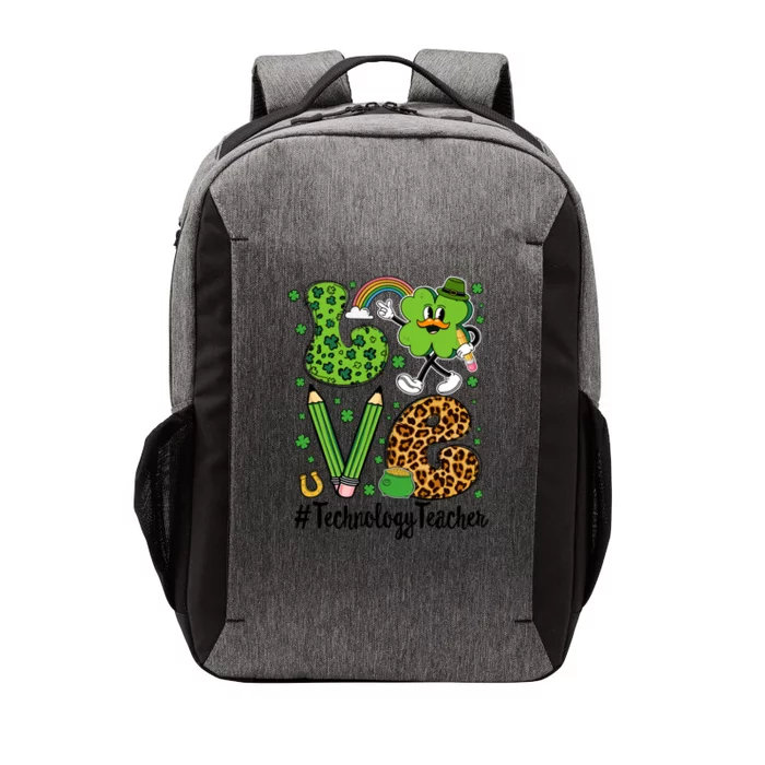 Retro Love Technology Teacher St Patricks Day Lucky Gift Vector Backpack