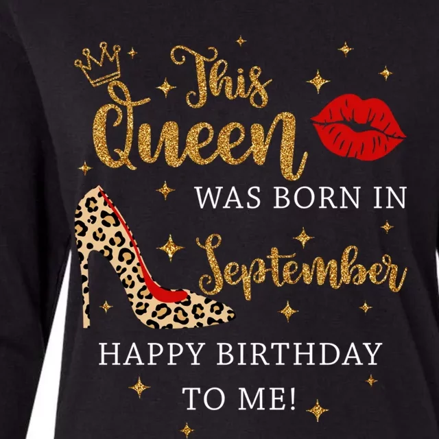 Red Lips This Queen Was Born In September Born In September Great Gift Womens Cotton Relaxed Long Sleeve T-Shirt