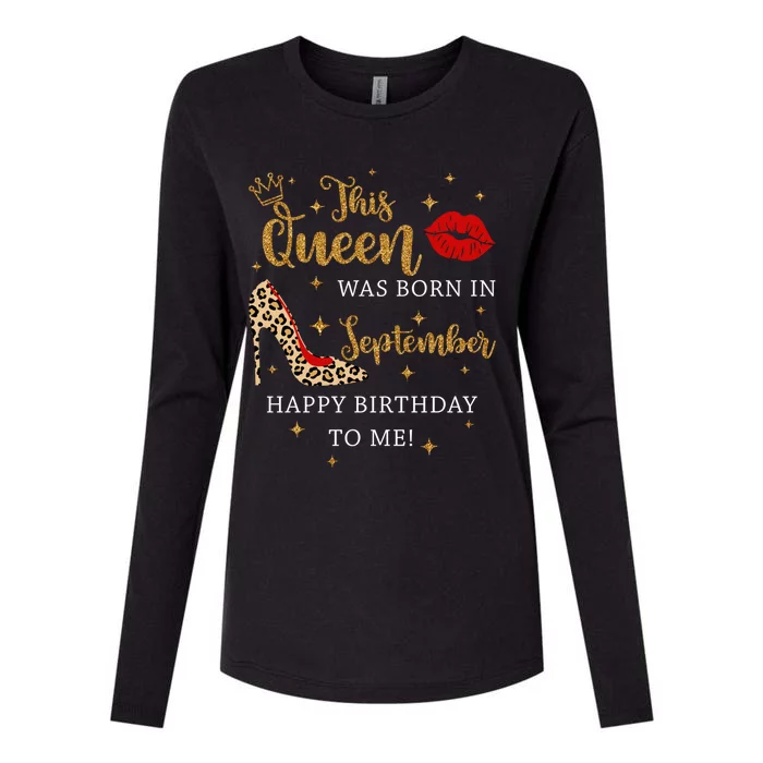 Red Lips This Queen Was Born In September Born In September Great Gift Womens Cotton Relaxed Long Sleeve T-Shirt