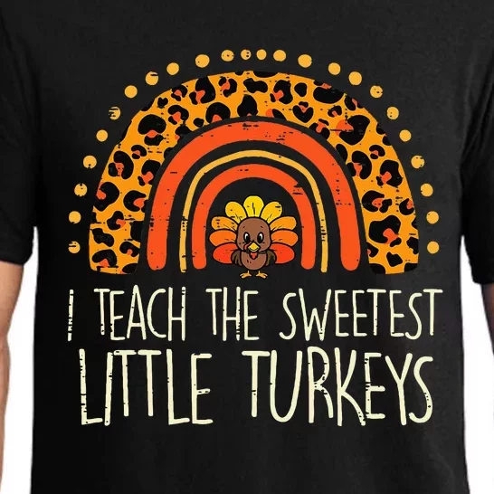 rainbow Leopard Teach Sweetest Turkeys Thanksgiving Pajama Set