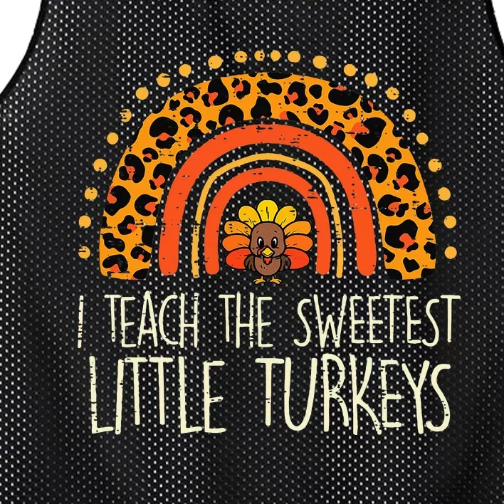 rainbow Leopard Teach Sweetest Turkeys Thanksgiving Mesh Reversible Basketball Jersey Tank