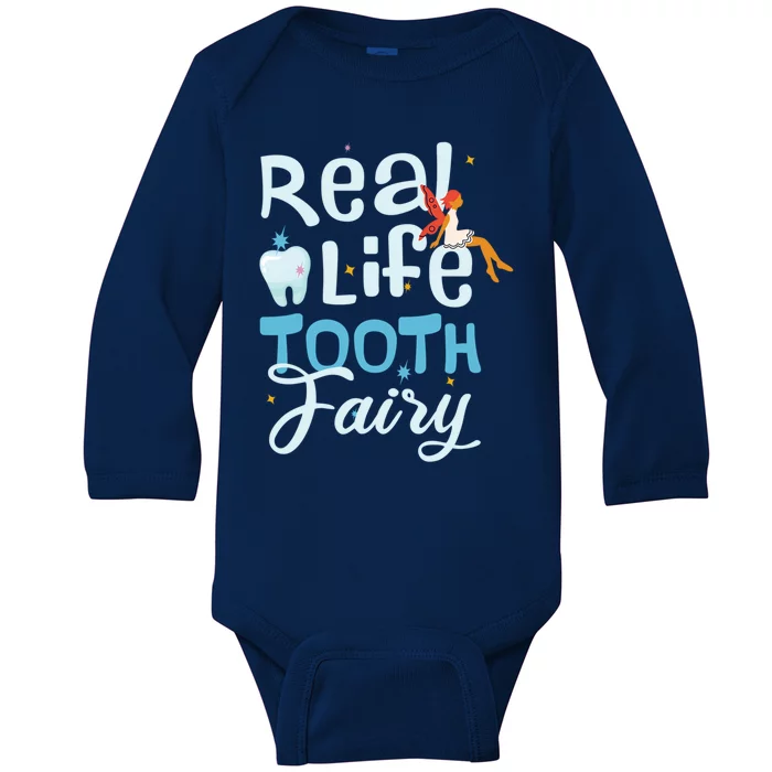 Real Life Tooth Fairy Tooth Teeth Cool Gift Baby Long Sleeve Bodysuit