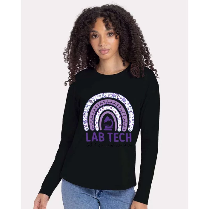 Rainbow Laboratory Tech Get It Spun Run And Done Medical Technologist Womens Cotton Relaxed Long Sleeve T-Shirt