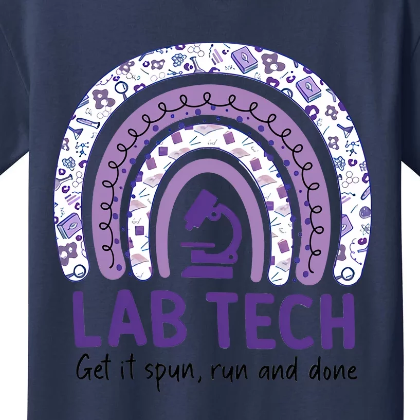 Rainbow Laboratory Tech Get It Spun Run And Done Medical Technologist Kids T-Shirt