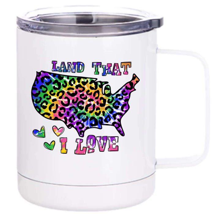 Retro Land That I Love Tie Dye Patriotic Aesthetic Usa Map Gift Front & Back 12oz Stainless Steel Tumbler Cup