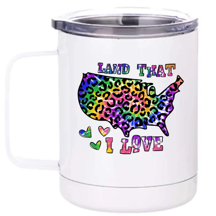 Retro Land That I Love Tie Dye Patriotic Aesthetic Usa Map Gift Front & Back 12oz Stainless Steel Tumbler Cup