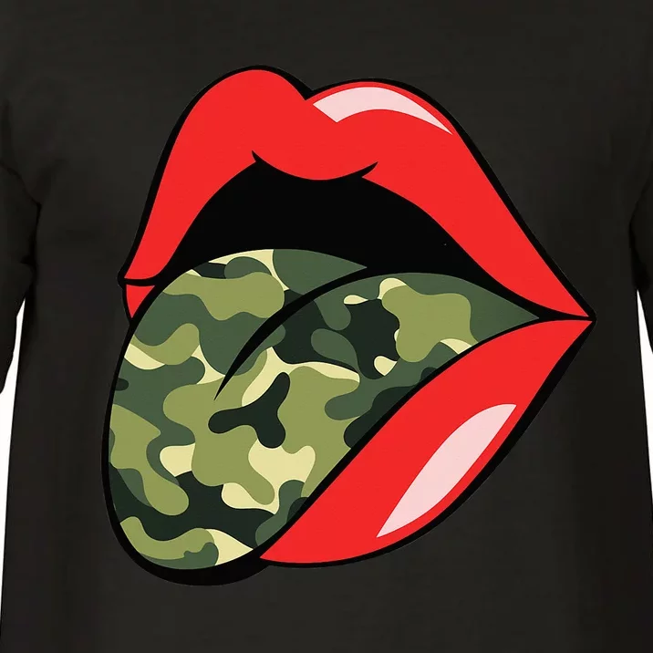 Red Lips Tongue Camouflage Military Trendy Grunge Comfort Colors T-Shirt